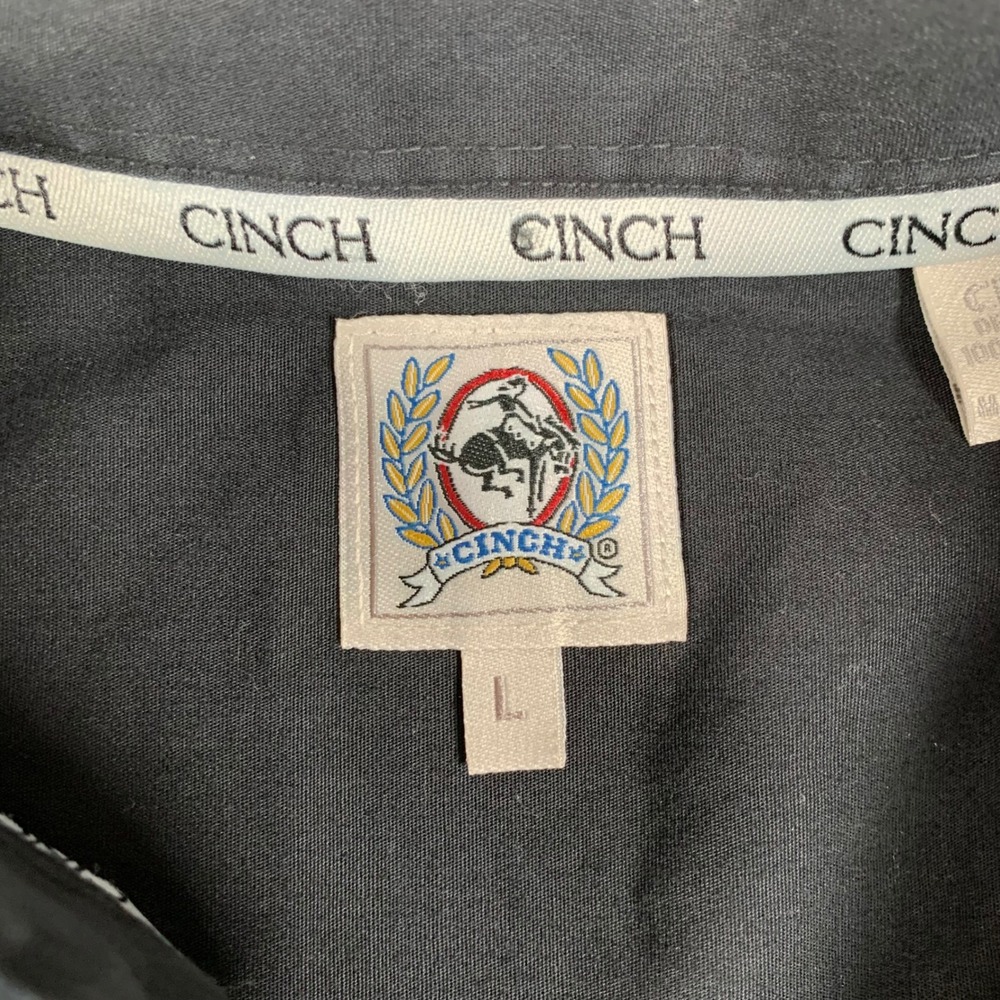 Cinch Button Down Shirt Men Large Black Long Sleeve Western Cotton Pocket Casual - Picture 5 of 7